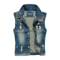 Men Special Ripped Casual Denim Vests