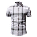 Men Plaid Print Short Sleeves Shirt