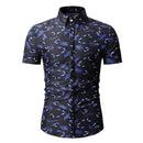 Men Leaves Print Casual Short Sleeves Shirt