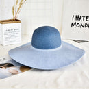 Contrast Bright Color Design Women Wide Brim Sun-protective Straw Hat