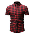 Men Checkered Print Lapel Shirt