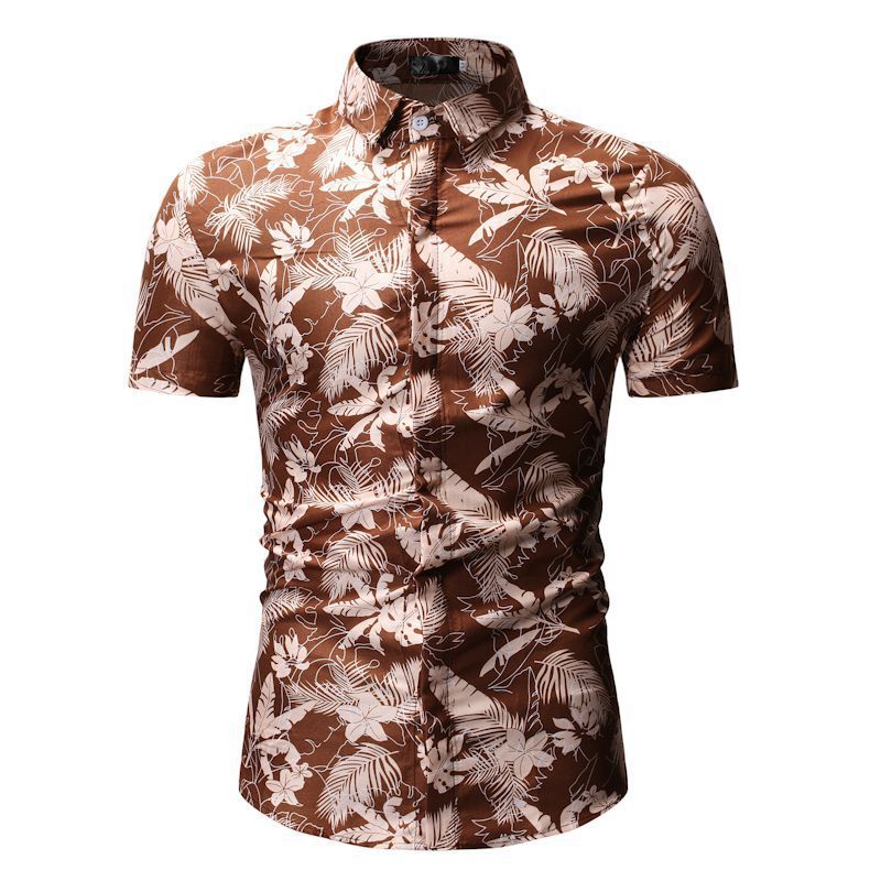 Men Personality Print Casual Short Sleeves Shirt