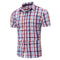 Men Simple Plaid Print Short Sleeves Shirt