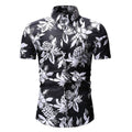 Men Flower Print Casual Short Sleeves Shirt