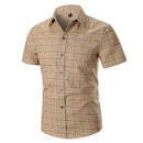 New Arrival Men Plaid Print Short Sleeves Shirt