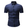 Men Vertical Stripe Print Loose Short Sleeves Shirt