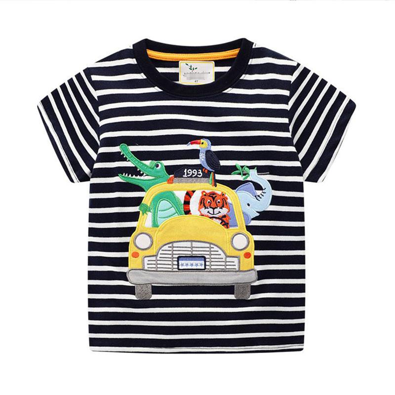 Boys Cartoon Animal Print Cotton Tee