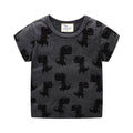 Boys Cartoon Dinosaur Print Round Collar T-shirt