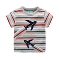 Boys Fashion Airplane Print Short Sleeves Tee