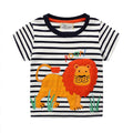 Boys Cartoon Lion Embroidered Short Sleeves T-shirt