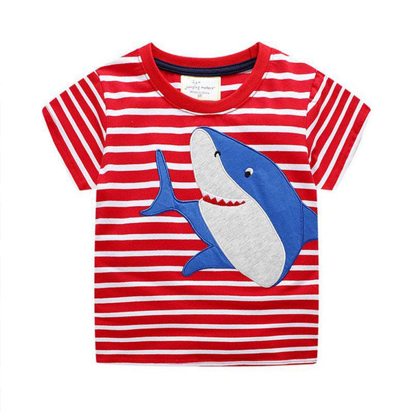 Boy Shark Print Short Sleeves T-shirt
