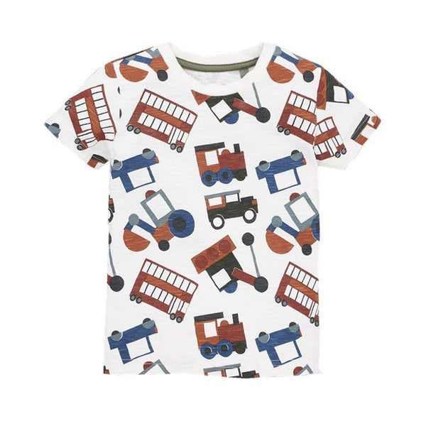 Kids Cartoon Car Print Short Sleeves T-shirt