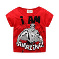 Boys Cartoon Print Round Collar Tee