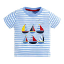 Boys Sailboat Embroidered Short Sleeves T-shirt