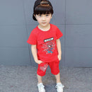 2 Pcs Boys Cartoon Spiderman Print Short Sleeves And Shorts