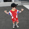 2 Pcs Boys Color Blocking Tops And Shorts Sports Set