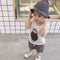 2 Pcs Boys Owl Print Vest And Plaid Print Shorts