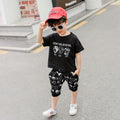 2 Pcs Boys Personality Print Tops And Shorts