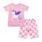 2 Pcs Girls Unicorn Print T-shirts And Cartoon Elastic Waist Shorts Sleepwear Suit