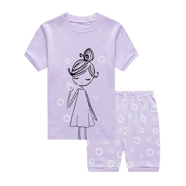 2 Pcs Bubble Girl Print Sleepwear Suit
