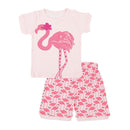 2 Pcs Girls Flamingo Print Sleepwear Suit