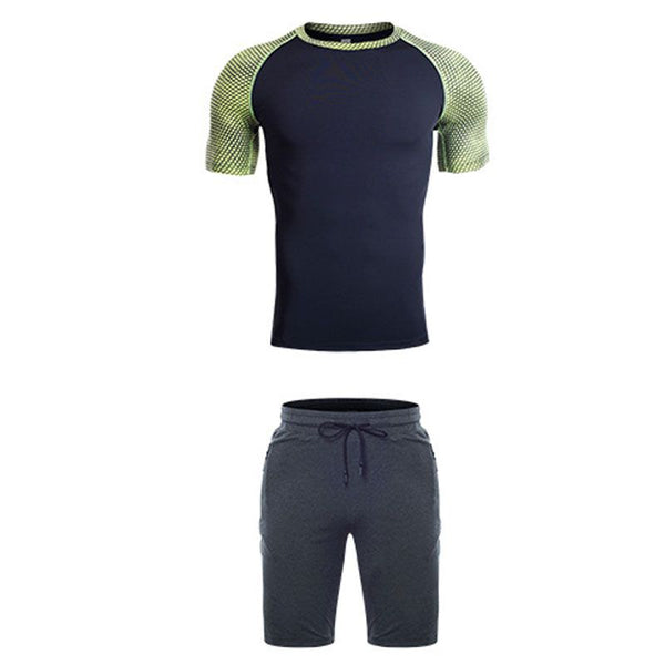 2 Pcs Men Sports Tops And Lace-up Shorts Fitness Set