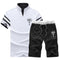 2 Pcs Men Stand Collar Tees And Shorts Outdoor Sports Set