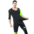 3 Pcs Men Three Quarter Sleeve Tops And Shorts And Pants Fitness Set