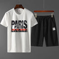 2 Pcs Men Simple Letters Print Tees And Shorts Set