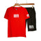 2 Pcs Men Simple Print T-shirts And Shorts Casual Set