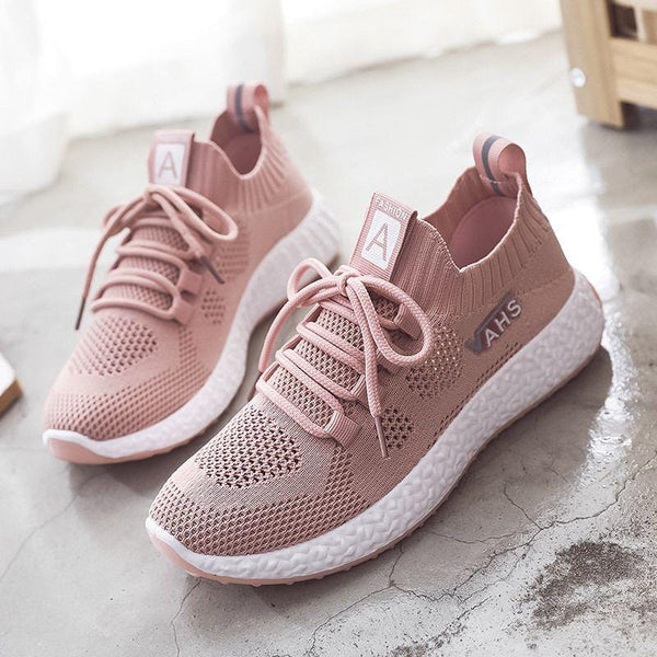 Women Mesh Lace-up Design Breathable Sneakers Shoes