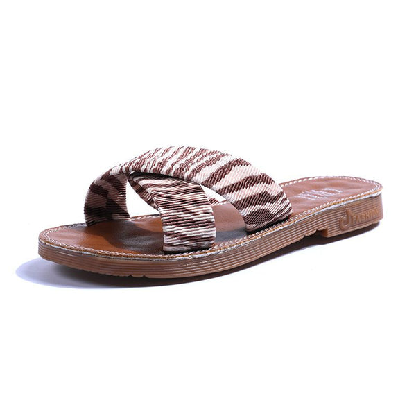 Fabric Bands Crossed Design Comfortable Slippers Shoes