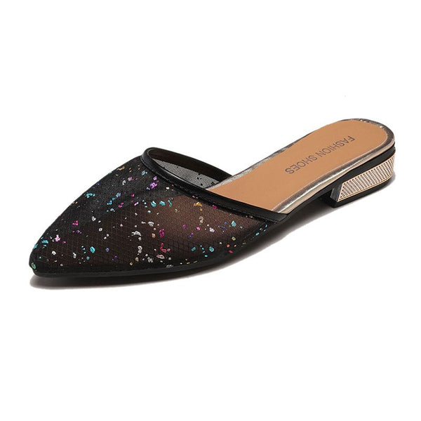 Breathable Pointed-toe Mesh Design Slippers Shoes