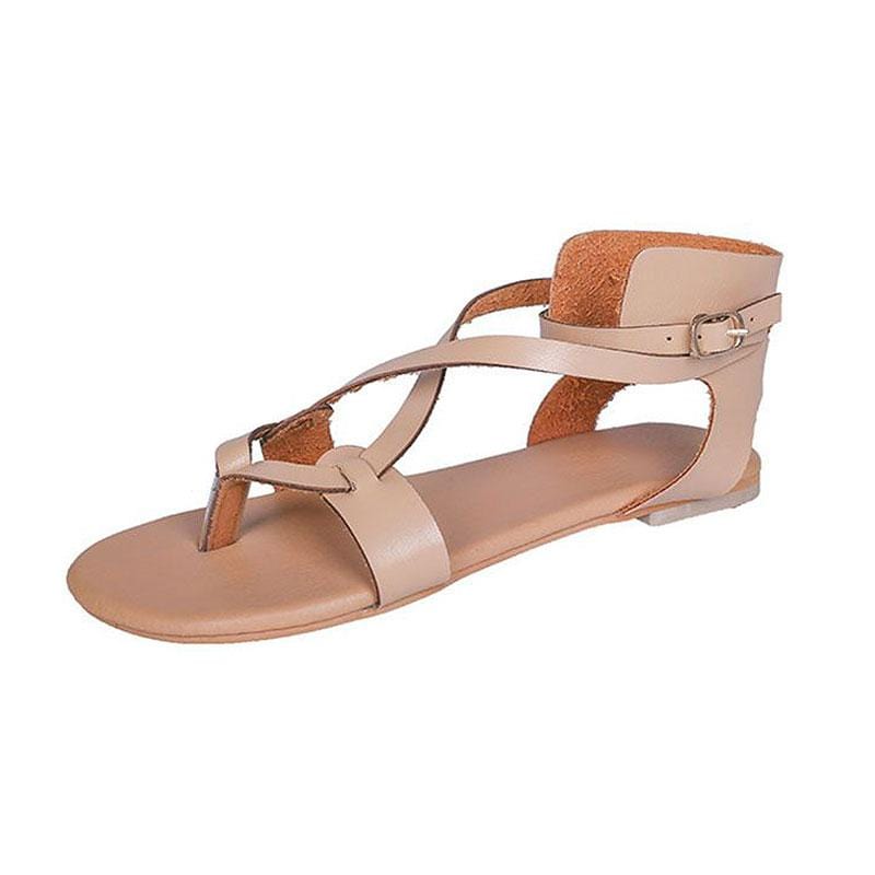 Round-toe Buckle Ankle Strap Gladiator Shoes