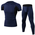 2 Pcs Men Super Elastic Short Sleeves And Pants Sportswear Set