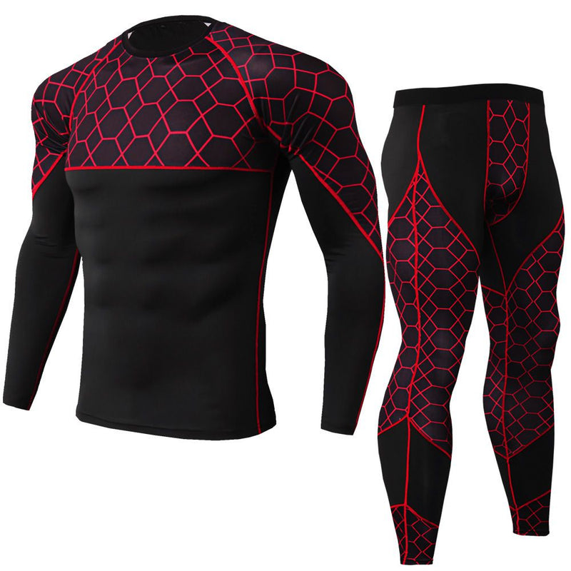 2 Pcs Men Net Long Sleeves Tops And Pants Sports Suit