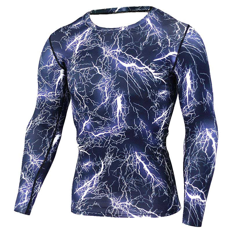 Men Snakeskin Print Fitness Running Long Sleeves Tops