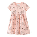 Girls Cartoon Print Round Collar Dress