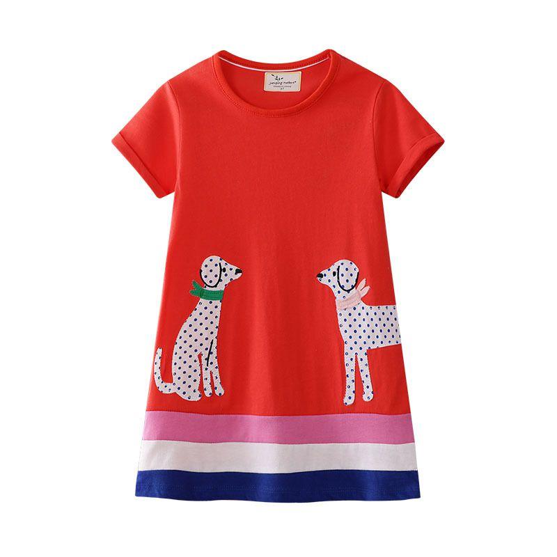 Girls Polka Dot Dog Embroidery Cute Dress