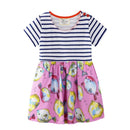 Girls Adorable Fish Print Patchwork Dress