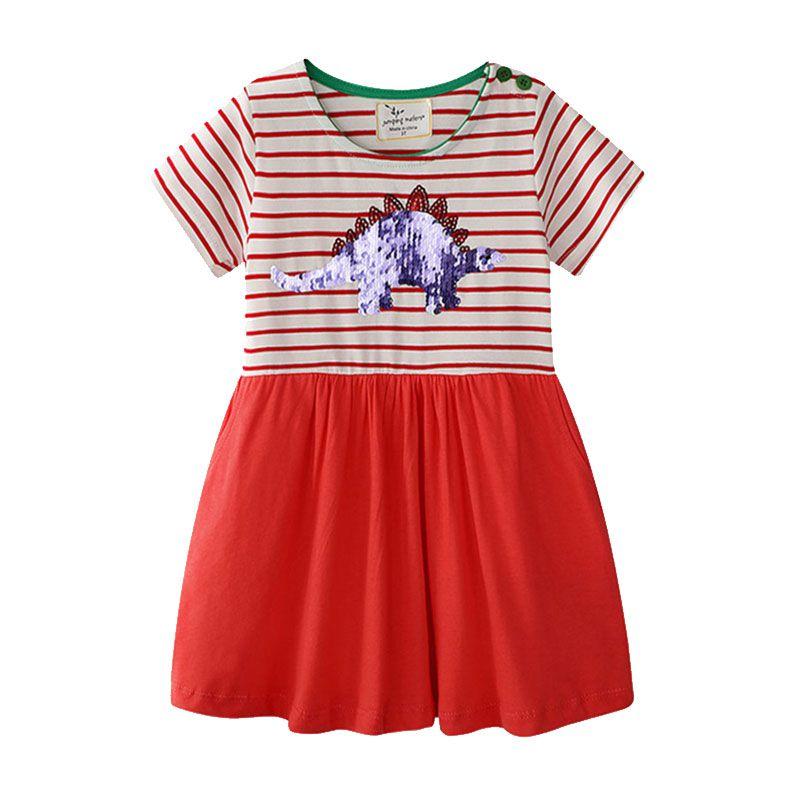 Girl Sequin Dinosaur Embroidered Dress