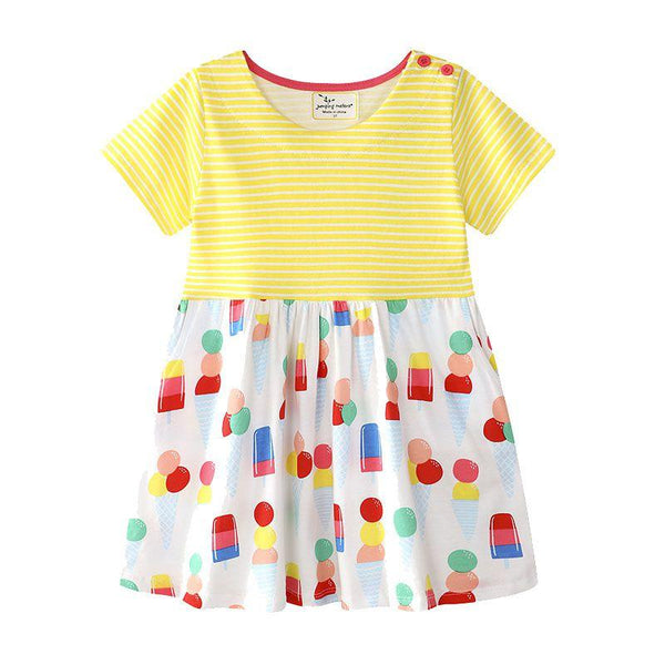 Girl Multicolor Ice Cream Print Dress