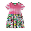 Girl Striped Print Patchwork Dress