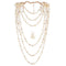 Irregular Long Length Layered Design Women Imitation Pearl Sweater Necklace Set