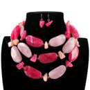 Exaggerated Contrast Jelly Color Pattern Irregular Geometric Beads Necklace Set
