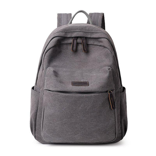 Casual Solid Color Canvas Fabric Women Large Capacity Backpack
