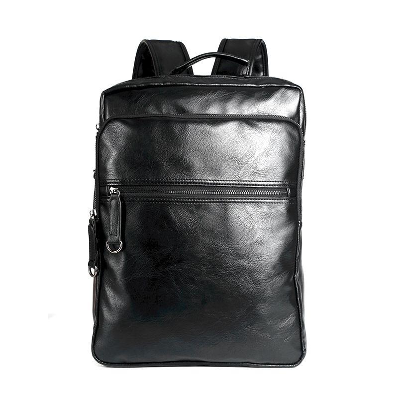 Campus Boy Casual Solid Color Square Shape PU Backpack