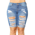 Hot Sale Women Stretchy Ripped Turnup Denim Pirate Shorts