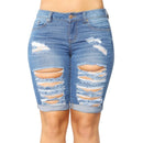 Hot Sale Women Stretchy Ripped Turnup Denim Pirate Shorts