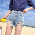 Fashion Sexy Irregular Raw Hem Ripped Denim Shorts